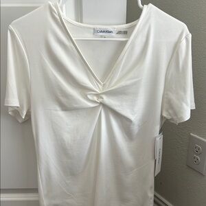 Calvin Klein White Tie Front Short Sleeve T-Shirt